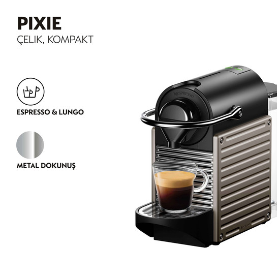 Nespresso C66T Pixie Titan Kahve Makinesi ve Süt Köpürtücü Aksesuar