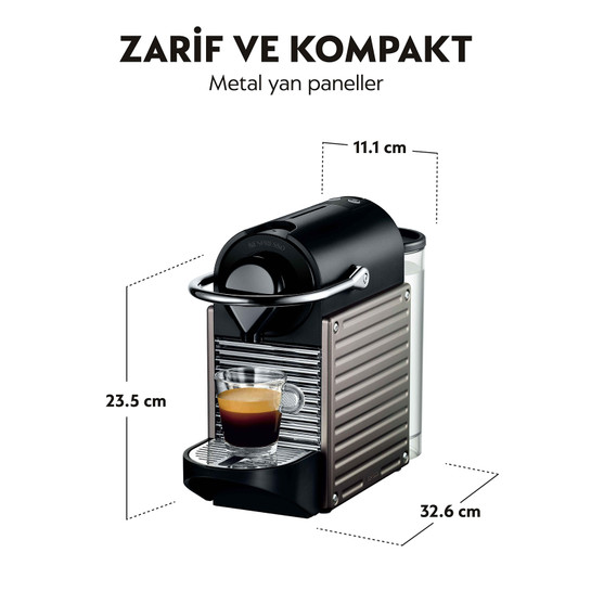 Nespresso C66T Pixie Titan Kahve Makinesi ve Süt Köpürtücü Aksesuar