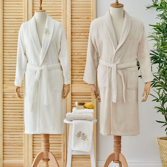 Karaca Home Nature Offwhite-Bej Aile Bornoz Seti