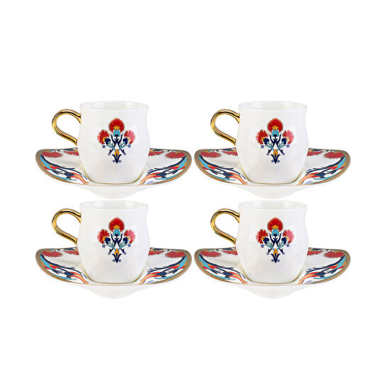 Karaca Lale Hatun 4 Kişilik Kahve Fincan Takımı 90 ml
