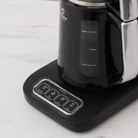 Karaca Çaysever Robotea Pro Quartz 4 in 1 Konuşan Çay Makinesi Black Chrome