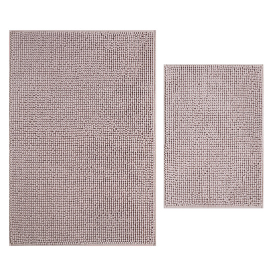 Kaşmir Home Soft Makarna Banyo Paspas Seti Bej 60x90 cm-40x60 cm 
