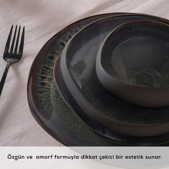 Karaca Earth Collection Galactic 55 Parça 12 Kişilik Yemek Takımı Siyah
