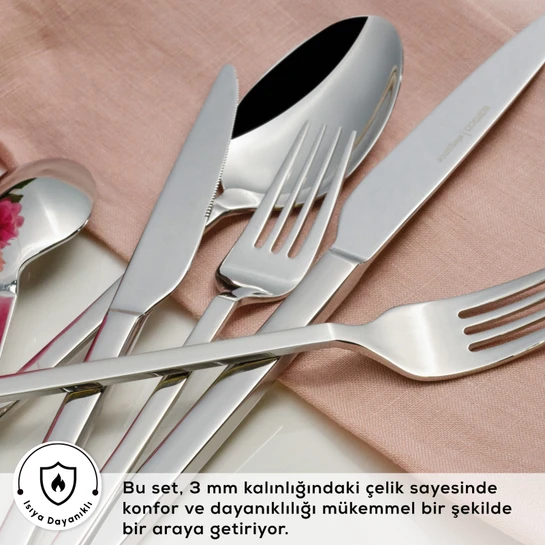 Karaca Elegance Pallas Platin 12 Kişilik 84 Parça Çatal Kaşık Bıçak Takımı