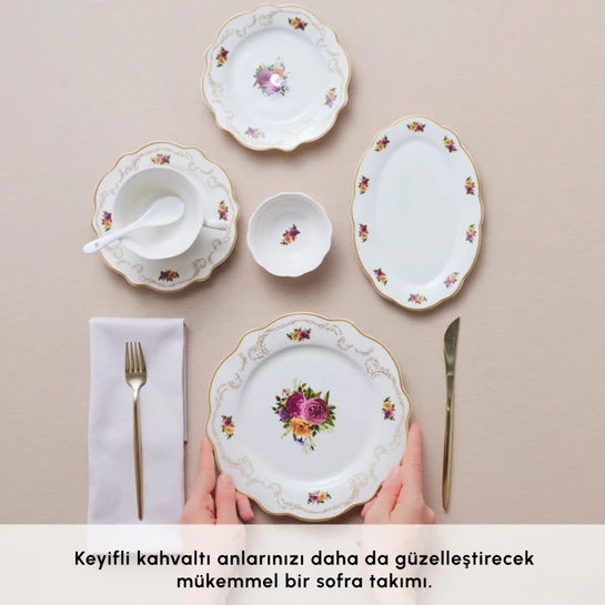 Karaca Forever Bone Antique 26 Parça 6 Kişilik Kahvaltı Seti Gold 