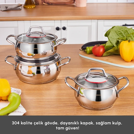 Karaca Emirgan İndüksiyon Tabanlı 6 Parça Çelik Midi Set