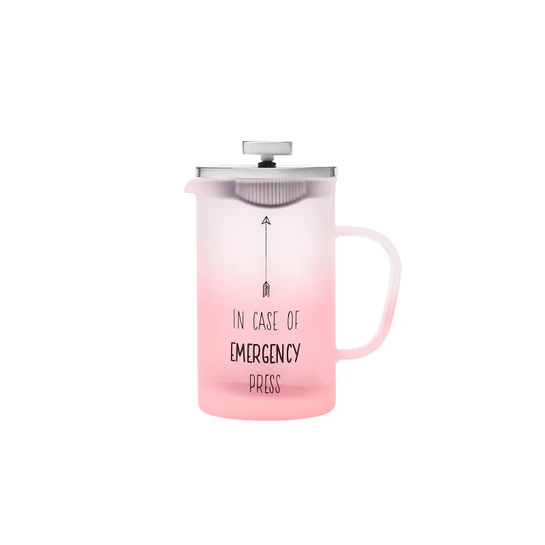 Karaca Emergency Borosilikat Cam French Press 600 ml Pembe