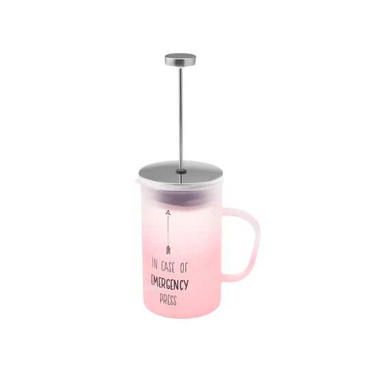 Karaca Emergency Borosilikat Cam French Press 600 ml Pembe