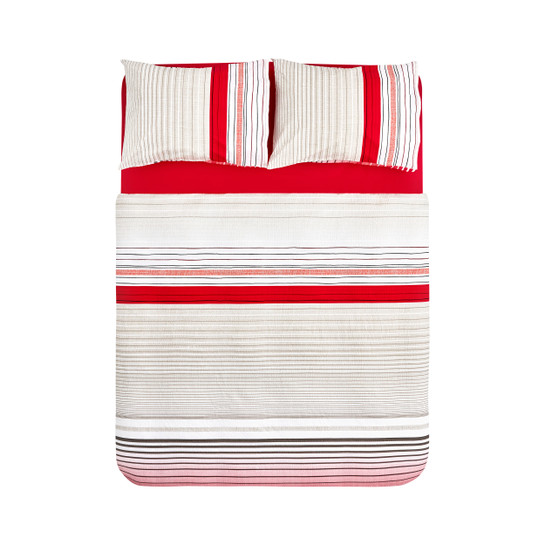 Nautica Home Olympus Stripe Çift Kişilik Nevresim Takımı Red