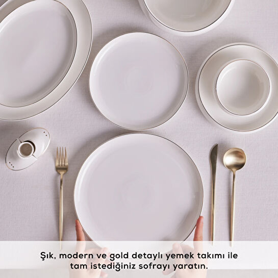 Karaca Stream Bone Hole 59 Parça 12 Kişilik Yemek Takımı Gold