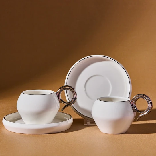 Karaca Venüs Platin 2 Kişilik Kahve Fincan Takımı 135 ml