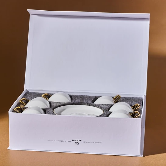Karaca Streamline Saturn 6 Kişilik Kahve Fincanı Takımı 100 ml Gold