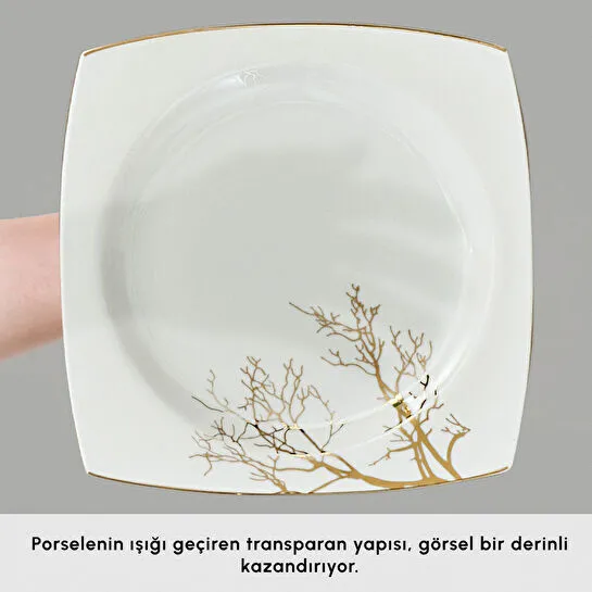 Karaca Square Bone Autumn 53 Parça 12 Kişilik Yemek Takımı Gold