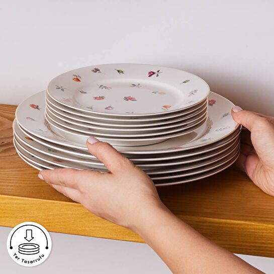 Karaca Elegance Bone Floret 24 Parça 6 Kişilik Yemek Takımı