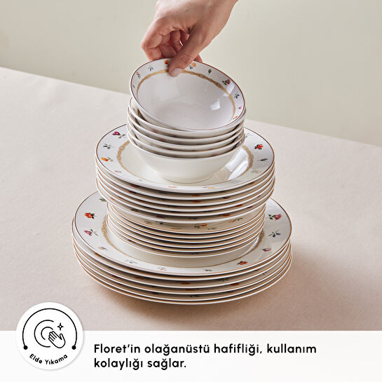 Karaca Elegance Bone Floret 24 Parça 6 Kişilik Yemek Takımı