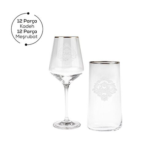 Karaca Jenna 12 Kişilik 24 Parça Gold Bardak Seti