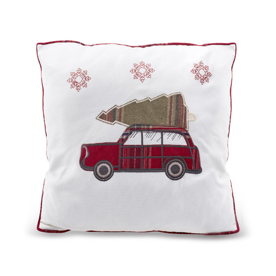 Karaca Home Woodland Beyaz Arabalı Cozy Kırlent 45x45 cm