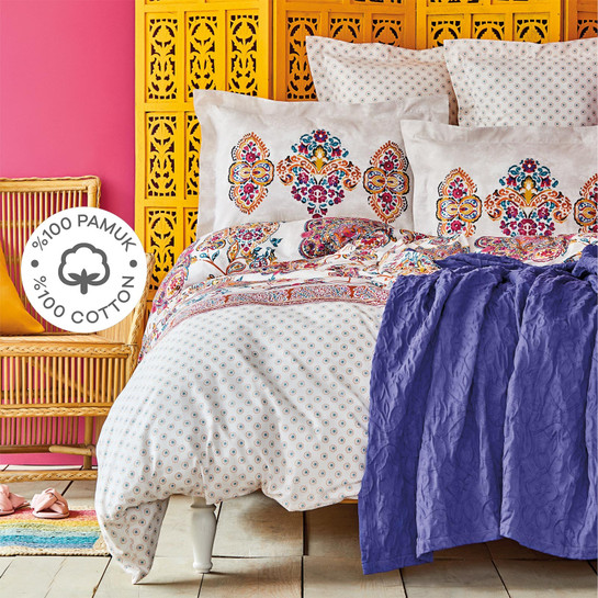 Karaca Home Morela Pembe %100 Pamuk King Size Nevresim Takımı