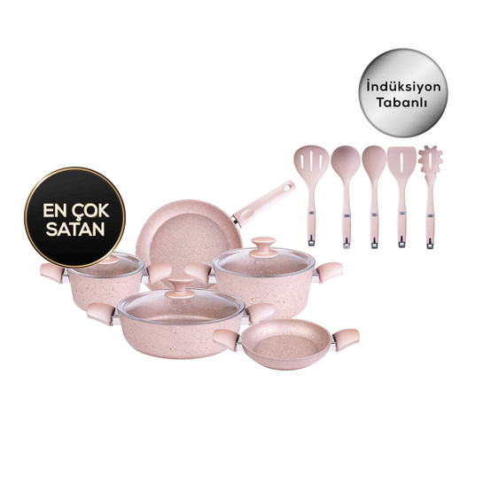 Karaca Biogranit Rosegold New İndüksiyon Tabanlı 13 Parça Tencere Seti
