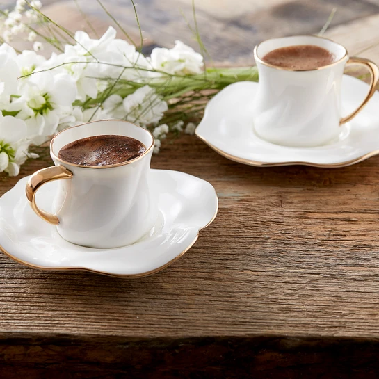 Karaca Tev Beyaz 2 Kişilik Kahve Fincan Takımı Kutulu 90 ml