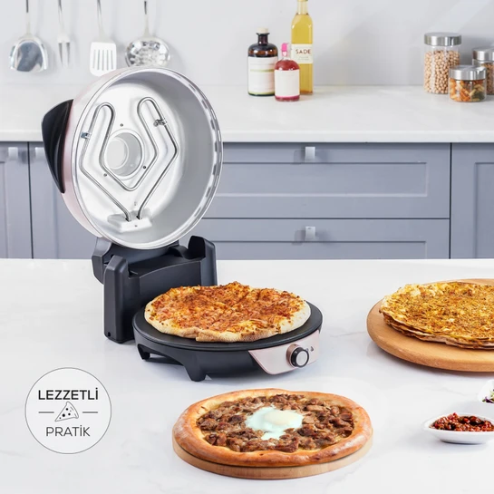 Karaca Gastro 10 in 1 Pizza Lahmacun ve Tandır Ekmeği Makinesi Biodiamond Rosegold 