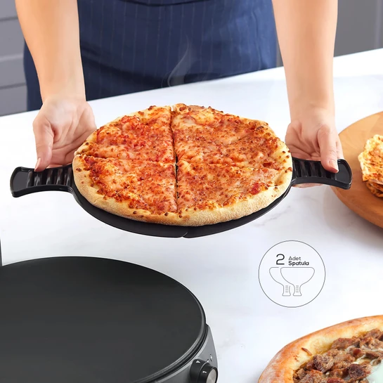 Karaca Gastro 10 in 1 Pizza Lahmacun ve Tandır Ekmeği Makinesi Biodiamond Granit Silver 