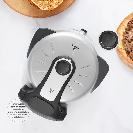Karaca Gastro 10 in 1 Pizza Lahmacun ve Tandır Ekmeği Makinesi Biodiamond Granit Silver 