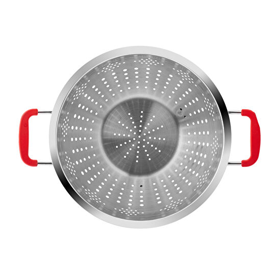 Karaca Liva Paslanma Çelik Süzgeç Kırmızı 24 cm