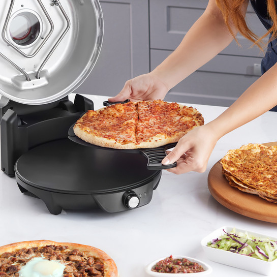 Karaca Gastro 10 in 1 Pizza Lahmacun ve Tandır Ekmeği Makinesi Biodiamond Granit Silver 