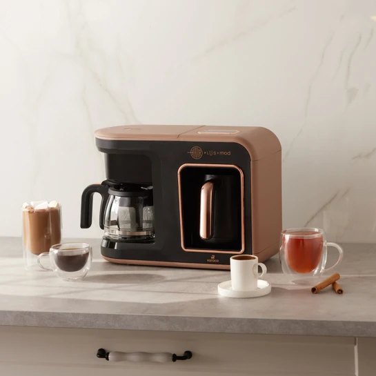 Karaca Hatır Plus 5 in 1 Essential Közde ve Sütlü Türk Kahvesi ve Filtre Kahve Makinesi Rosie Brown