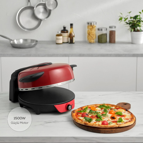 Karaca Gastro 10 in 1 Pizza Lahmacun ve Tandır Ekmeği Makinesi Biodiamond Imperaial Red 
