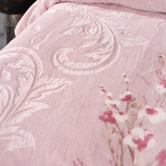 Karaca Home Sakura Gül Kurusu Çift Kişilik Embosy Battaniye