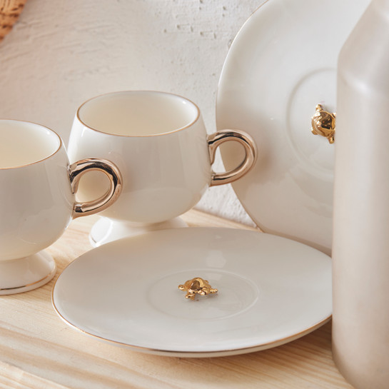 Karaca Hidden Tortoise 2 Kişilik Stoneware Kahve Fincan Takımı 80 ml