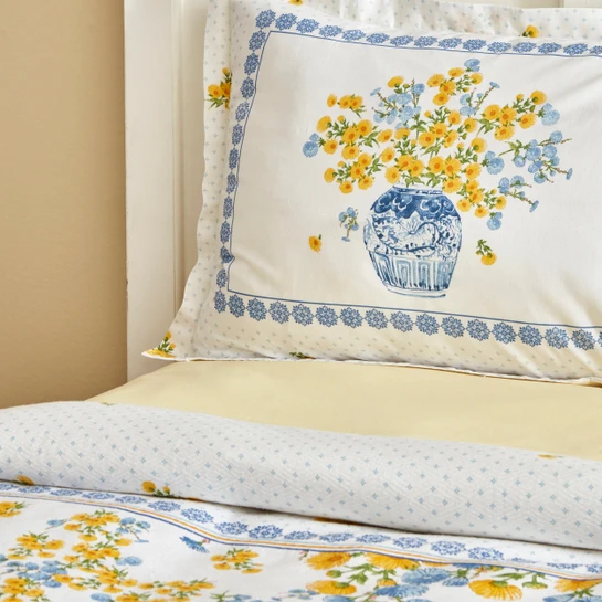 Karaca Home Enola Sarı %100 Pamuk Çift Kişilik Nevresim Takımı 