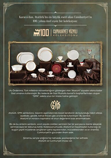 Karaca Cumhuriyet Yüzyılı 100. Yıl 30 Parça 6 Kişilik Porselen Yemek Takımı