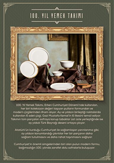 Karaca Cumhuriyet Yüzyılı 100. Yıl 30 Parça 6 Kişilik Porselen Yemek Takımı