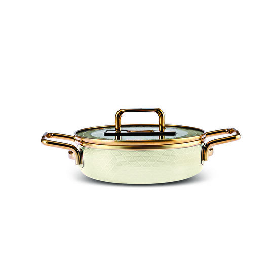 Karaca Kristal Emaye Granit İndüksiyon Tabanlı 16 Parça Çeyiz Tencere Seti Krem