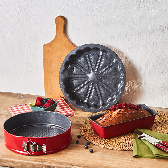 Karaca Teemo New 3 Parça Kek Kalıbı Seti Kırmızı