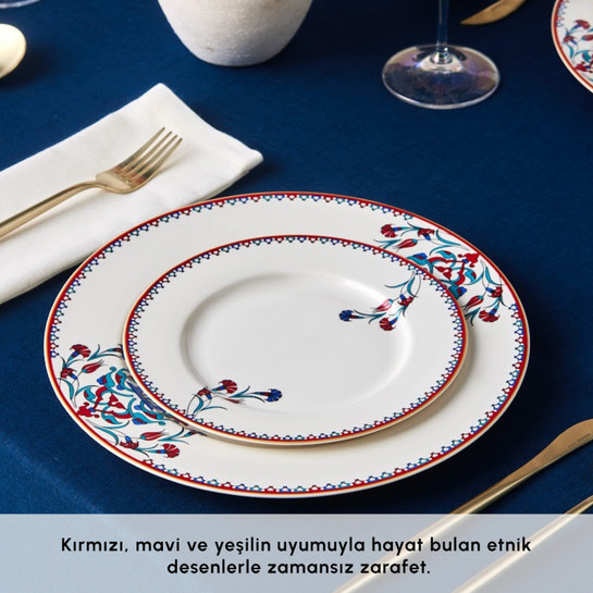 Karaca Forever Bone Nakkaş 24 Parça 6 Kişilik Yemek Takımı