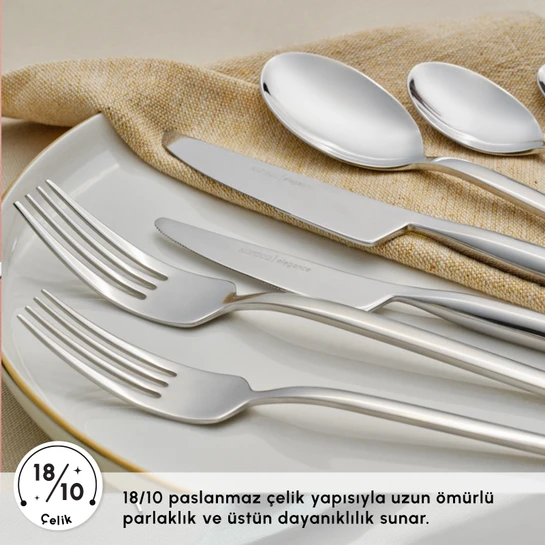 Karaca Elegance Whisper Platin 12 Kişilik 84 Parça Çatal Kaşık Bıçak Takımı