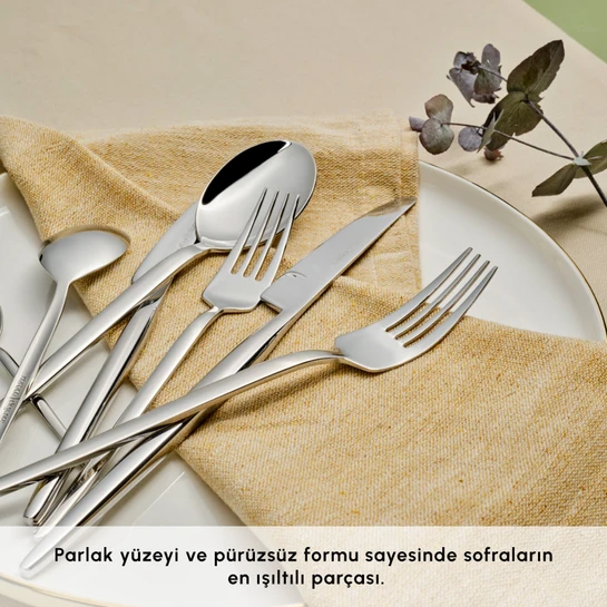 Karaca Elegance Whisper Platin 12 Kişilik 84 Parça Çatal Kaşık Bıçak Takımı