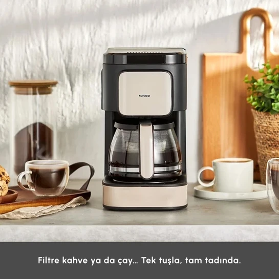 Karaca Just Coffee Aroma 2 In 1 Filtre Kahve ve Çay Demleme Makinesi Bej