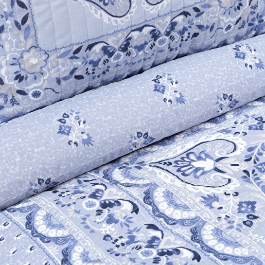 Karaca Home Mihver İndigo Kapitoneli Çift Kişilik Yatak Örtüsü Set