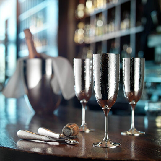 Robbe&Berking Martele Gümüş Kaplama Flüt Kadeh