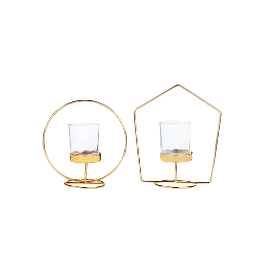 Karaca Home Geometri 2li Mumluk Seti Gold 10x19cm