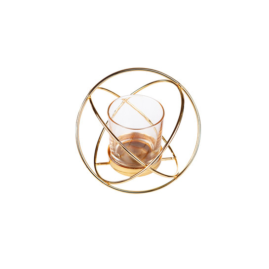 Karaca Home Geometri Yuvarlak Mumluk Gold 12 cm