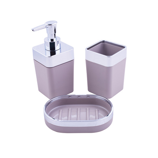 Karaca Home Gri/Gümüş 5 Parça Kare Banyo Seti