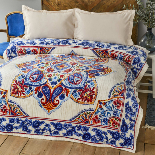 Karaca Home Leony Mavi Çift Kişilik Wellsoft Battaniye