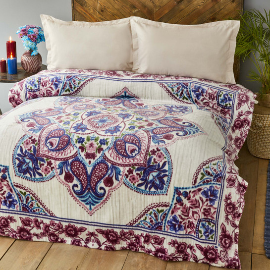 Karaca Home Leony Mürdüm Çift Kişilik Wellsoft Battaniye