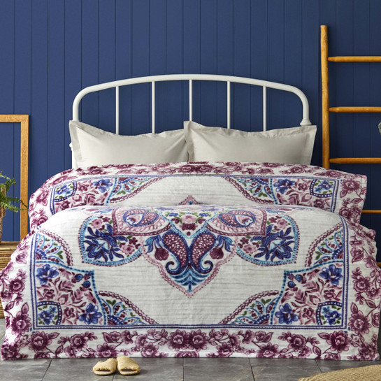 Karaca Home Leony Mürdüm Çift Kişilik Wellsoft Battaniye